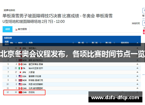 北京冬奥会议程发布,各项比赛时间节点一览